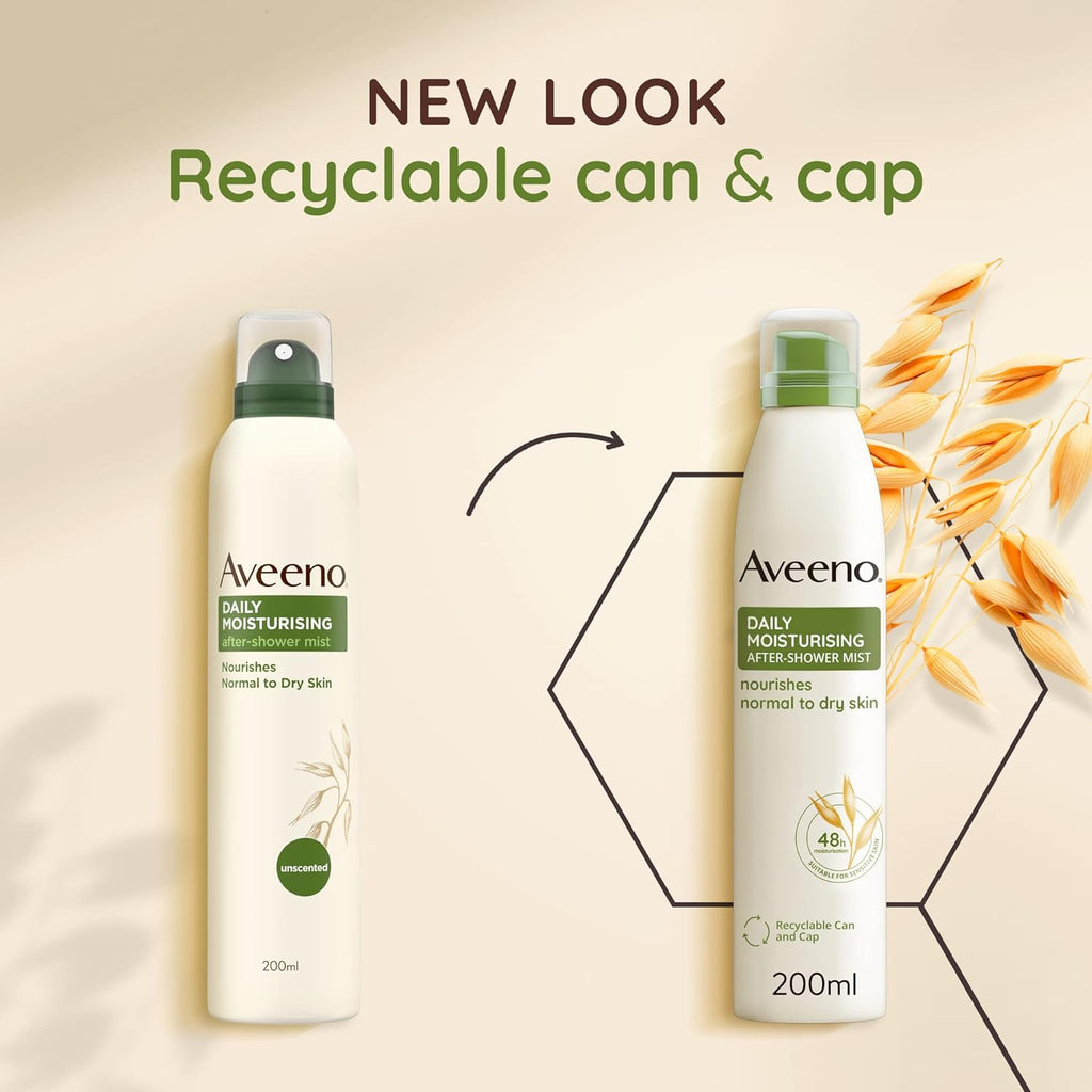 Aveeno Daily Moisturising After-Shower Mist 200ml – Fast Absorbing Hydration Spray for Sensitive Skin