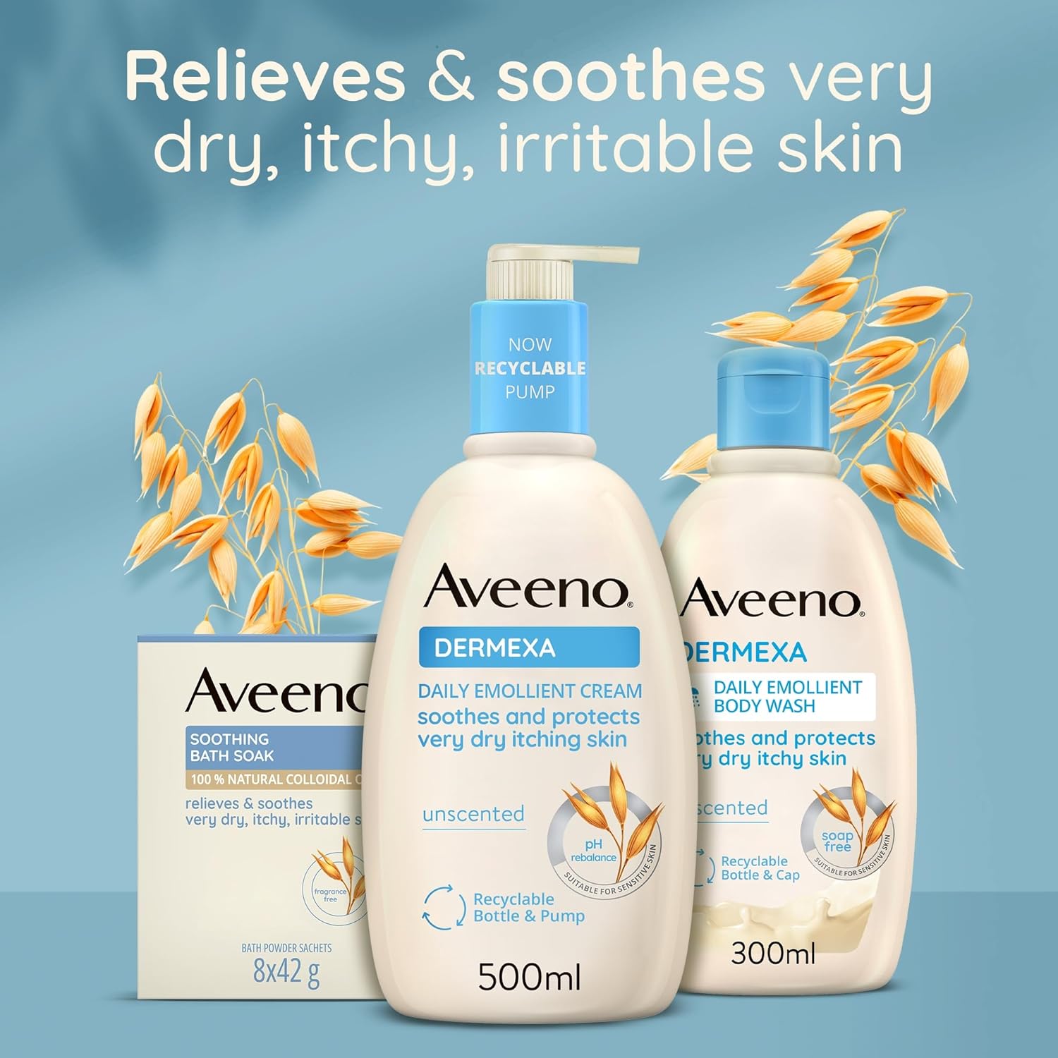 Aveeno Soothing Bath Soak 8 x 42g – Oat-Infused Bath Powder for Dry & Sensitive Skin