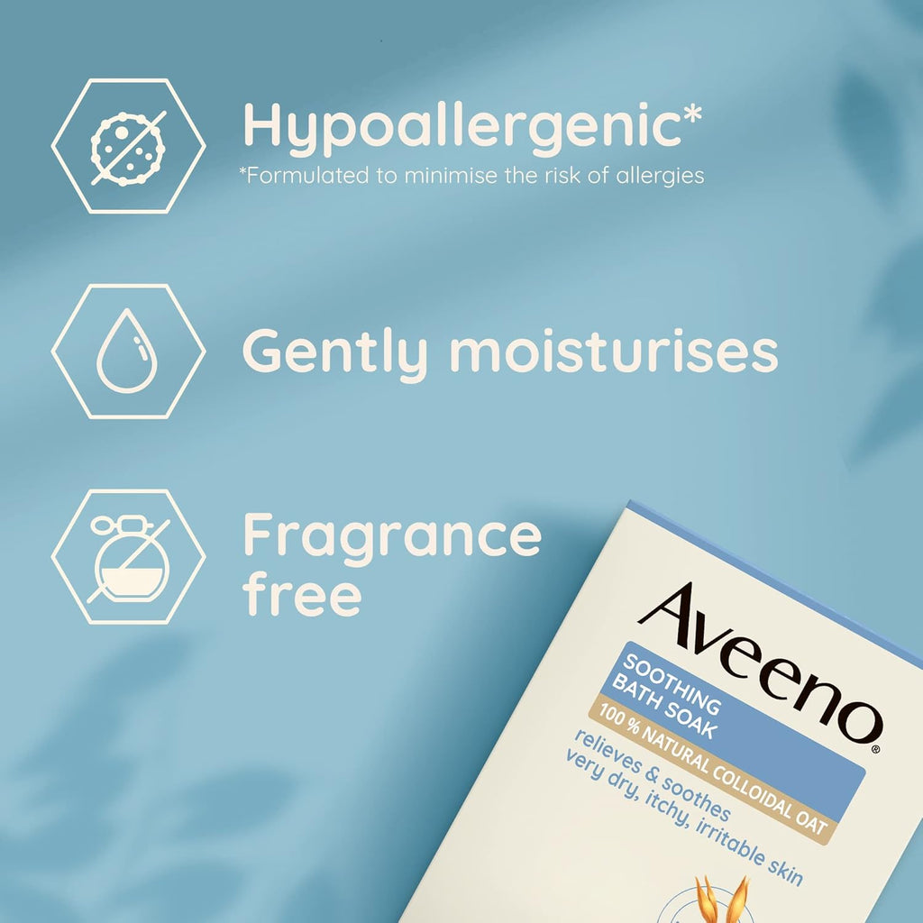Aveeno Soothing Bath Soak 8 x 42g – Oat-Infused Bath Powder for Dry & Sensitive Skin