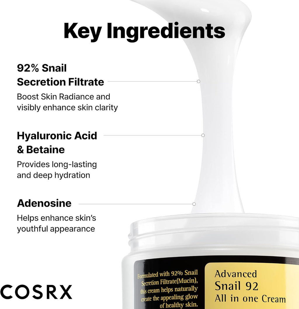COSRX Advanced Snail 92 All In One Cream 100g – Hydrating & Skin Conditioning Face Cream