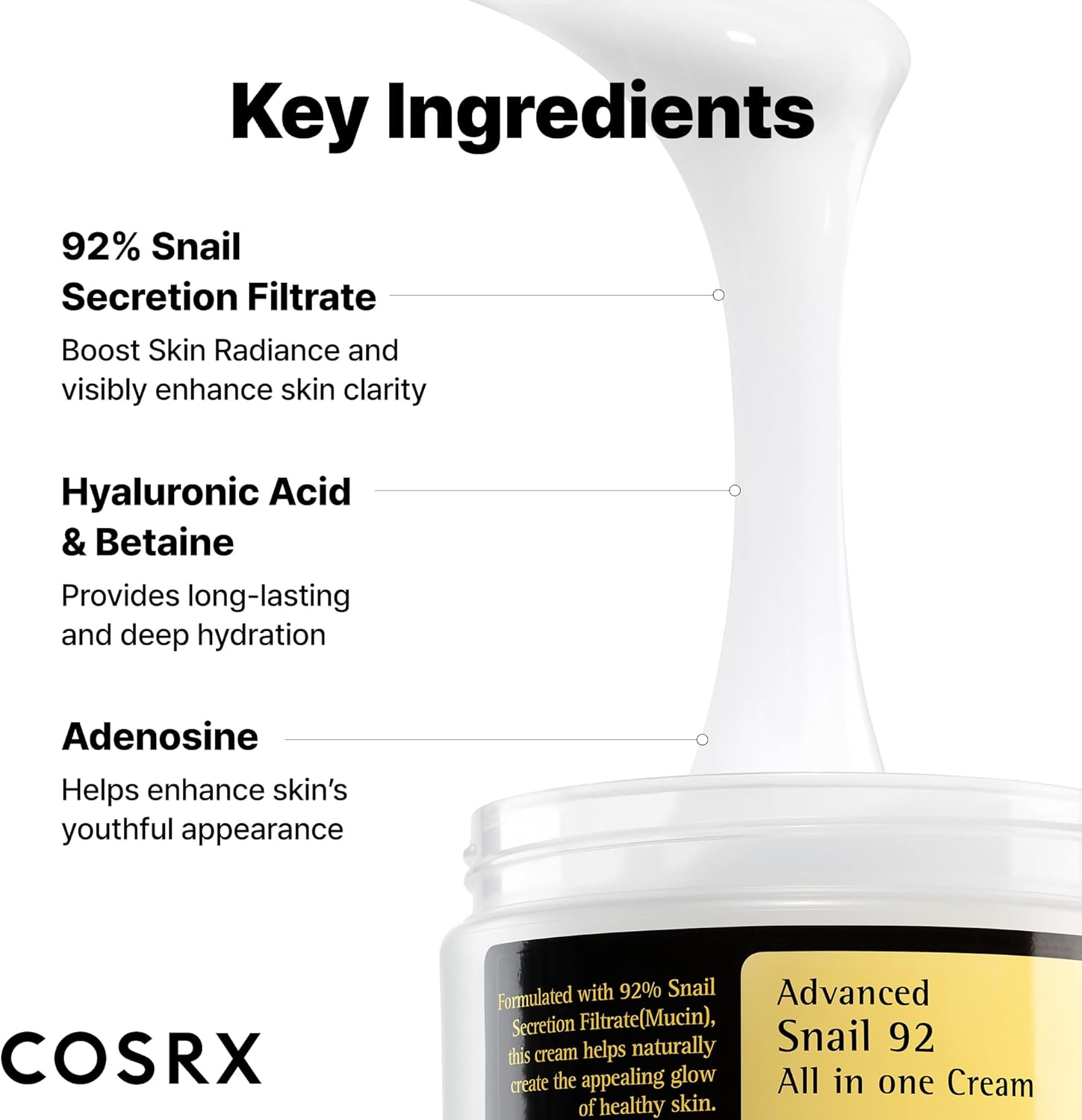 COSRX Advanced Snail 92 All In One Cream 100g – Hydrating & Skin Conditioning Face Cream